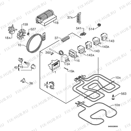 Взрыв-схема плиты (духовки) Privileg 548325_60725 - Схема узла Electrical equipment 268